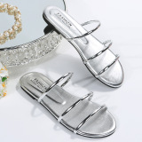 Silver Casual Patchwork Solid Color Round Comfortable Shoes
