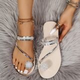 Rose Gold Fashion Casual Patchwork Rhinestone Round Comfortable Shoes