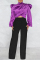 Purple Casual Solid Patchwork Turtleneck Long Sleeve Two Pieces
