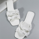 White Casual Daily Patchwork Solid Color Square Comfortable Shoes