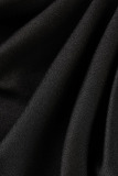 Black Yellow Sexy Print Solid Patchwork Fold Asymmetrical Asymmetrical Collar Dresses