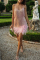 White Fashion Sexy Patchwork Sequins Feathers V Neck Sling Dress