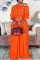 Orange Fashion Casual Solid Patchwork Off the Shoulder Half Sleeve Two Pieces
