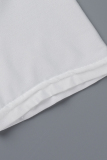 White Fashion Casual Print Basic O Neck T-Shirts