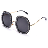 Black Casual Daily Vintage Patchwork Rhinestone Sunglasses