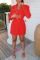 Dark Khaki Casual Solid Bandage Hollowed Out Turn-back Collar Long Sleeve Dresses