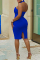 Apricot Fashion Sexy Solid Backless Slit Halter Sleeveless Dress