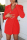 Red Casual Solid Bandage Hollowed Out Turn-back Collar Long Sleeve Dresses