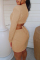 Dark Khaki Casual Solid Bandage Hollowed Out Turn-back Collar Long Sleeve Dresses