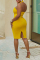 Yellow Fashion Sexy Solid Backless Slit Halter Sleeveless Dress