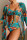 Sky Blue Sexy Print  Long Sleeve Swimsuit Three Piece Set