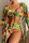 Fluorescent Yellow Sexy Print  Long Sleeve Swimsuit Three Piece Set