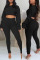 Black Casual Solid Patchwork O Neck Long Sleeve Two Pieces