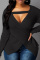 Black Stylish Cross V-Neck Bottoming Sweater