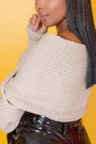 Apricot Stylish V-Neck Strapless Sweater