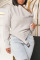 Light Gray Casual Solid Patchwork Oblique Collar Tops