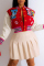 Red Casual Print Patchwork O Neck Outerwear
