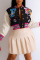 Black Casual Print Patchwork O Neck Outerwear