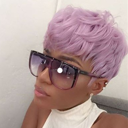 Light Purple Casual Daily Solid Patchwork Wigs
