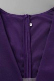 Purple Fashion British Style Solid Patchwork V Neck Irregular Dresses
