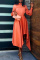 Orange Casual Solid Patchwork Asymmetrical Turtleneck Long Sleeve Dresses