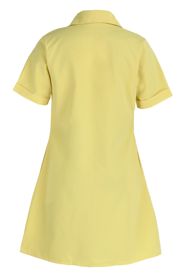 Wholesale Light Yellow Fashion Casual Solid Patchwork POLO collar Shirt ...