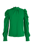 Green Fashion Casual Solid Basic Turtleneck Tops