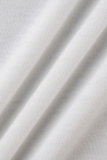 White Fashion Casual Letter Print Basic Oblique Collar T-Shirts