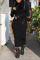 Black Casual Solid Embroidered Patchwork Zipper Collar One Step Skirt Dresses