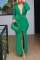 Green Sexy Party Vintage Simplicity Solid Fold V Neck Dresses