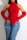 Red Sexy Solid Patchwork Asymmetrical Turtleneck Tops(With Sleeves)