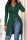 Green Casual Solid Patchwork Slit O Neck Tops