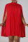 Red Sexy Elegant Print Fold O Neck A Line Dresses