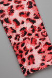 Leopard Print Sexy Print Patchwork Zipper Half A Turtleneck Long Sleeve Dresses