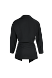 Black Fashion Solid Hollowed Out Turndown Collar Tops