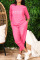 Pink Casual Print Patchwork O Neck Long Sleeve Two Pieces