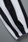 Black Fashion Casual Striped Print Bandage Patchwork With Belt V Neck Straight Dresses