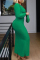 Green Sexy Party Vintage Simplicity Solid Fold V Neck Dresses