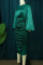 Green Casual Elegant Solid Patchwork Fold O Neck One Step Skirt Dresses