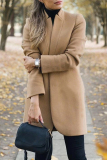 Grey Fashion Casual Long Sleeve Regular Sleeve Solid Coats