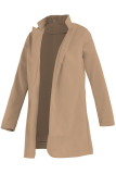 Brown Fashion Casual Long Sleeve Regular Sleeve Solid Coats