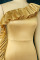 Gold Elegant Solid Patchwork Flounce Asymmetrical Oblique Collar Evening Dress Dresses
