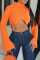 Orange Sexy Casual Solid Patchwork Turtleneck Tops
