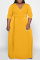 Tibetan Blue Fashion Casual Solid Basic V Neck Long Dress Plus Size Dresses