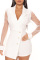 White Sexy Casual Solid Patchwork See-through V Neck Regular Romper