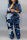 Blue Casual Camouflage Print Patchwork Turndown Collar Plus Size Jumpsuits