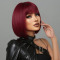 Burgundy Casual Daily Solid Patchwork Wigs