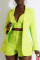 Fluorescent Green Casual Solid Patchwork Turndown Collar Long Sleeve Three Pieces