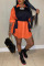 Tangerine Casual Simplicity Solid Patchwork Buckle Turndown Collar Long Sleeve Two Pieces