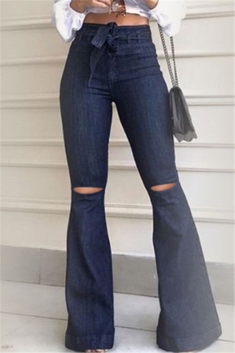 BlueBlack Fashion Casual Denim Flared Pants